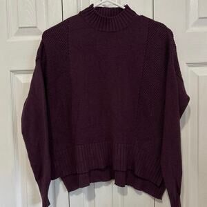 Badgely Mischka Purple Jewel Tone Mock Neck Viscose Blend Sweater XS